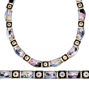 David Anderson Norway Enamel Necklace Bracelet Set